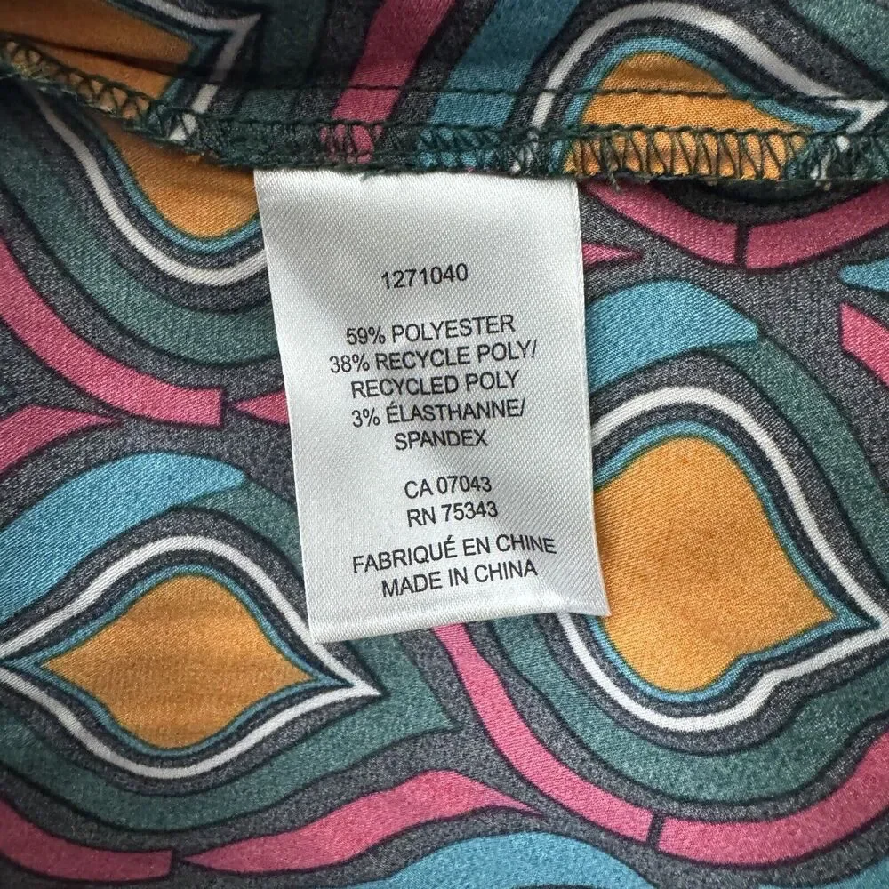 Cupcakes and Cashmere Shirt Womens Small Blue Orange Geometric Satin‎ Colorful